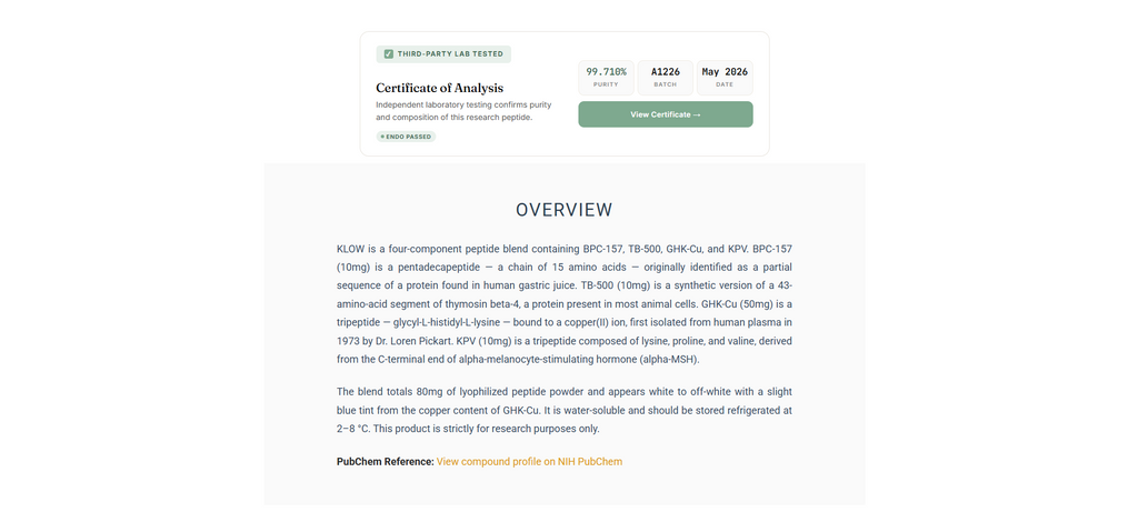 KLOW – BPC-157/TB-500/GHK-Cu/KPV